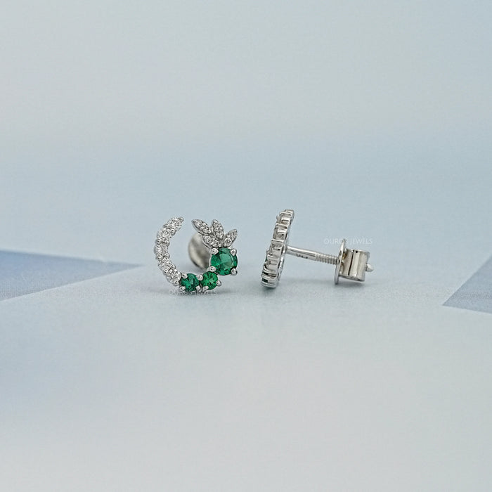 Green Gemstone Spiral Stud Earrings