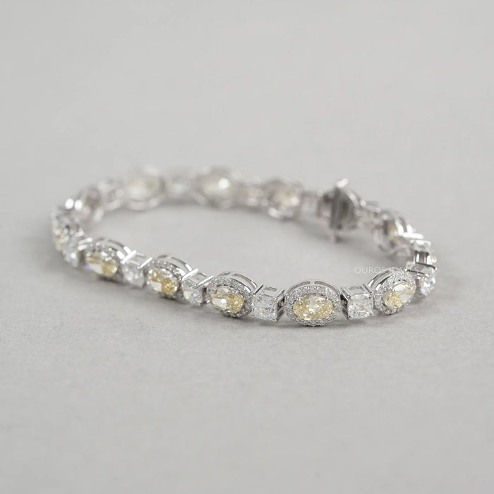 Yellow Oval Cut Diamond Halo Bracelet