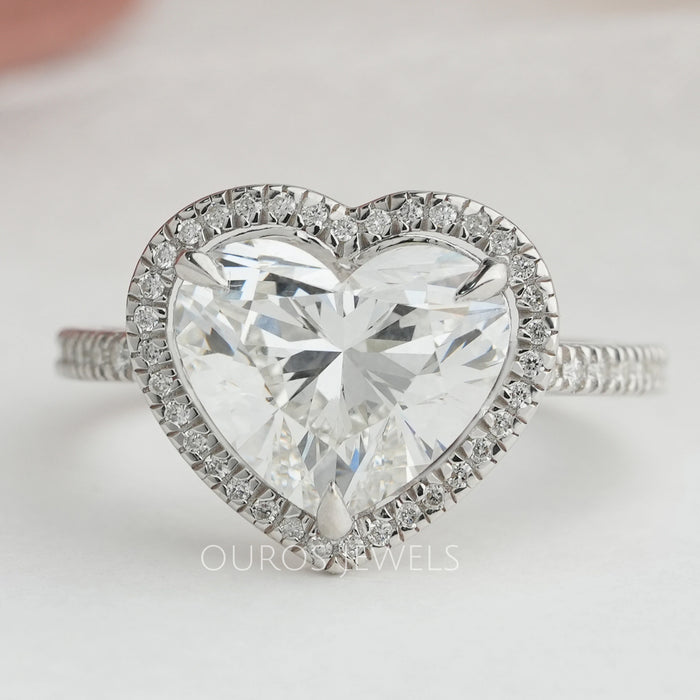 Heart Shaped Lab Grown Diamond Halo Ring for Engagement