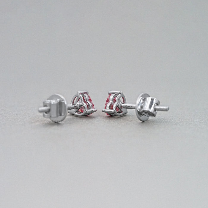Pink Heart Cut Lab Grown Diamond Earrings