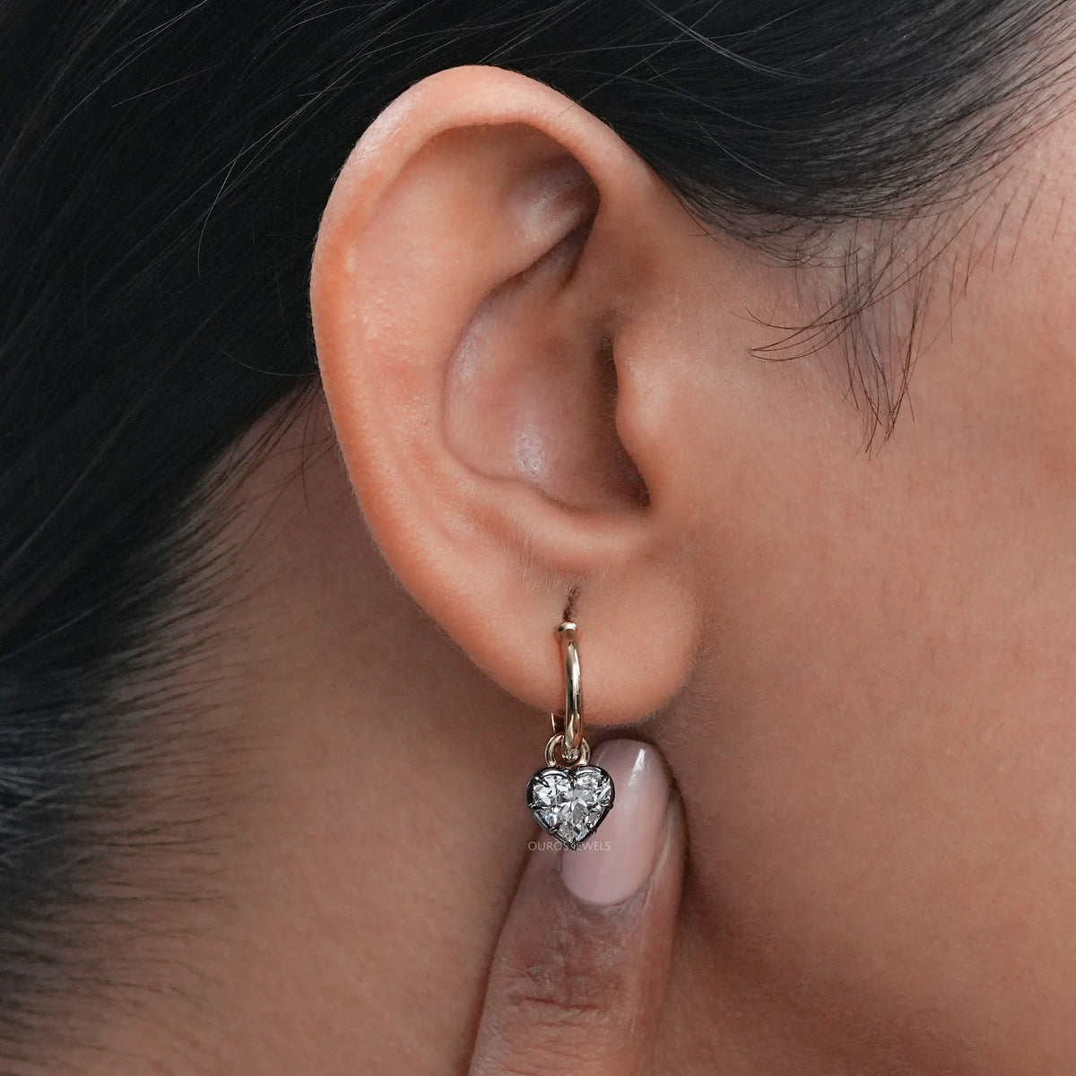 Old Mine Heart Cut Lab Diamond Dangle Earring Earring