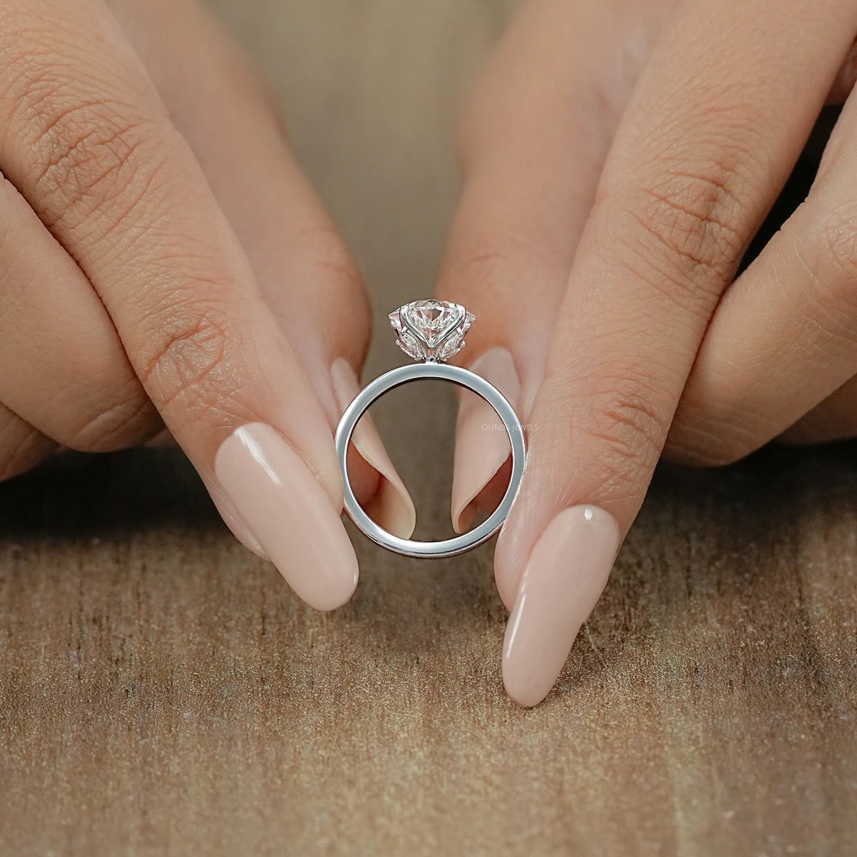 Heart Diamond Tulip Set Solitaire Ring Ring