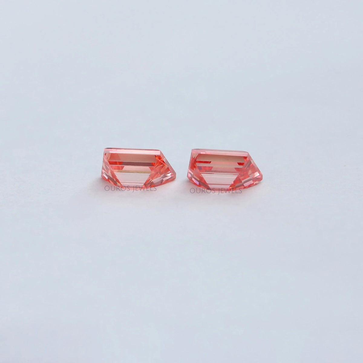 Pink Trapezoid Cut Lab Diamond Pair Loose
