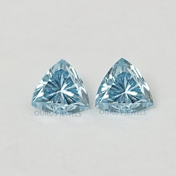 Blue Trillion Cut Loose Diamonds Pair