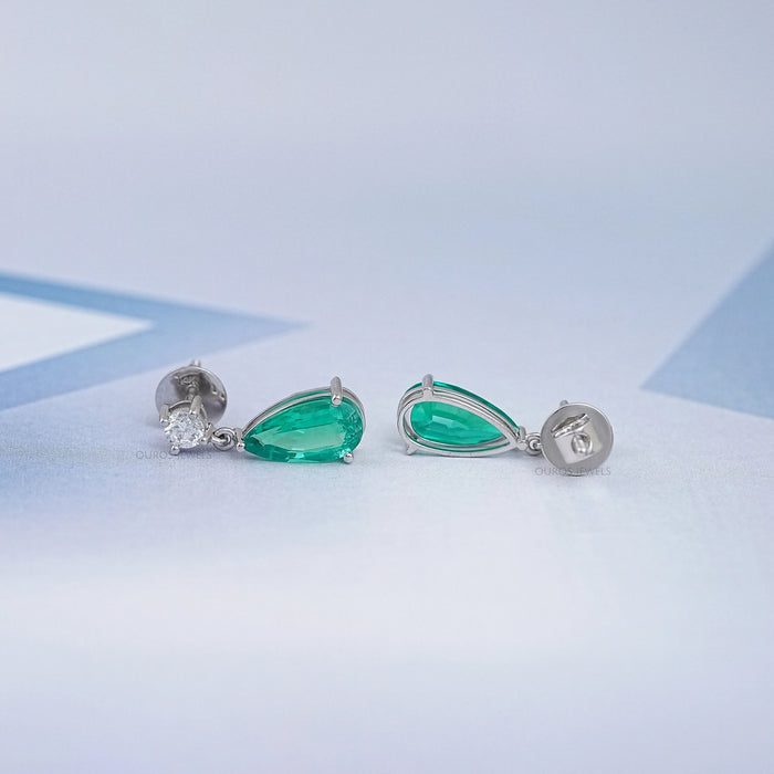 Green Pear Gemstone Drop Earrings