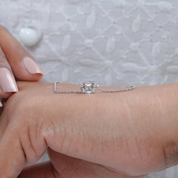 Brilliant Asscher Cut Diamond Delicate Bracelet