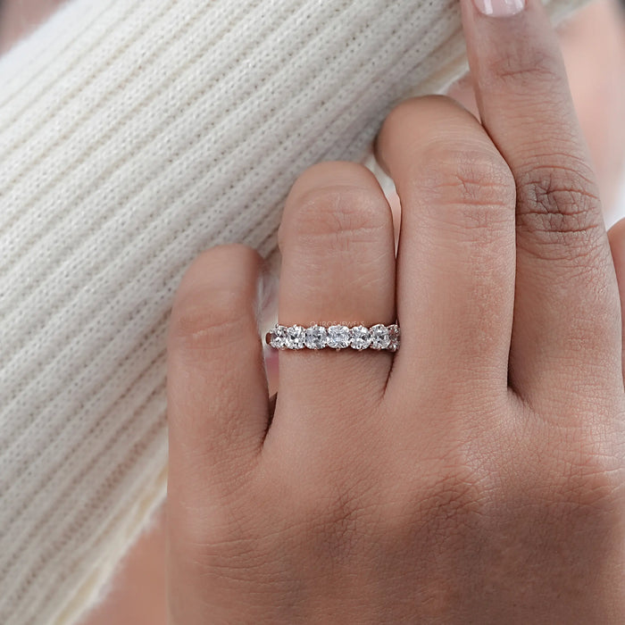 Seven Stone Old Mine Cushion Diamond Wedding Band