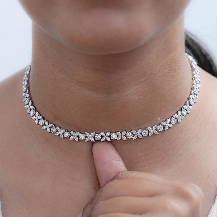 Marquise and Round Diamond Choker Necklace