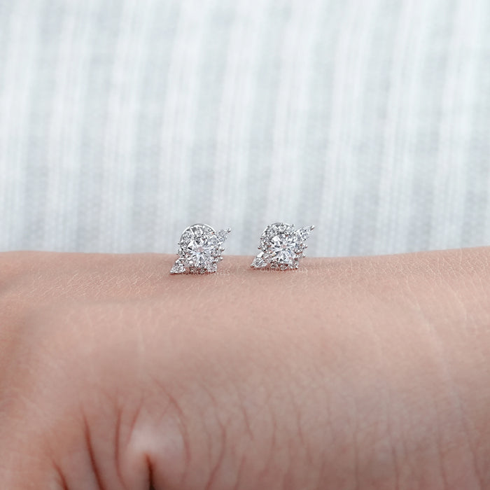 Round And Marquise Cluster Diamond Earring