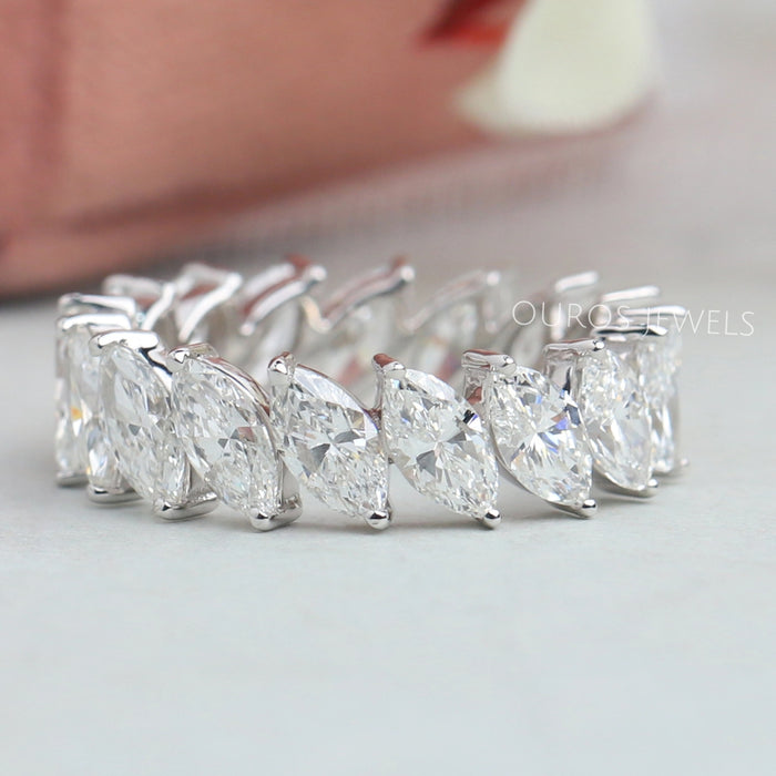 Full Eternity Wedding Band Marquise Lab Diamond Ring