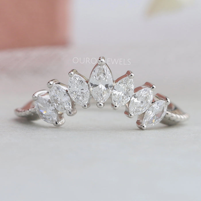 Marquise Cut Diamond Curved Stackable Ring