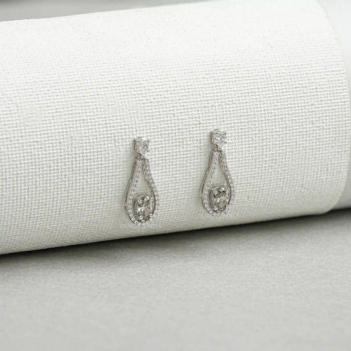 Diamond Layered Teardrop Dangle Earrings