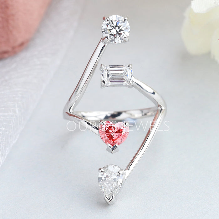 Multi Stone Diamond Bypass Ring