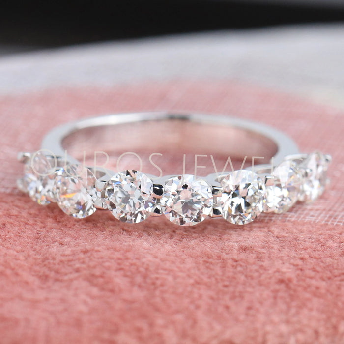 Old European Round Diamond Half Eternity Wedding Band