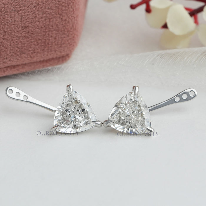 Trillion Lab Grown Diamond Jacket Earrings