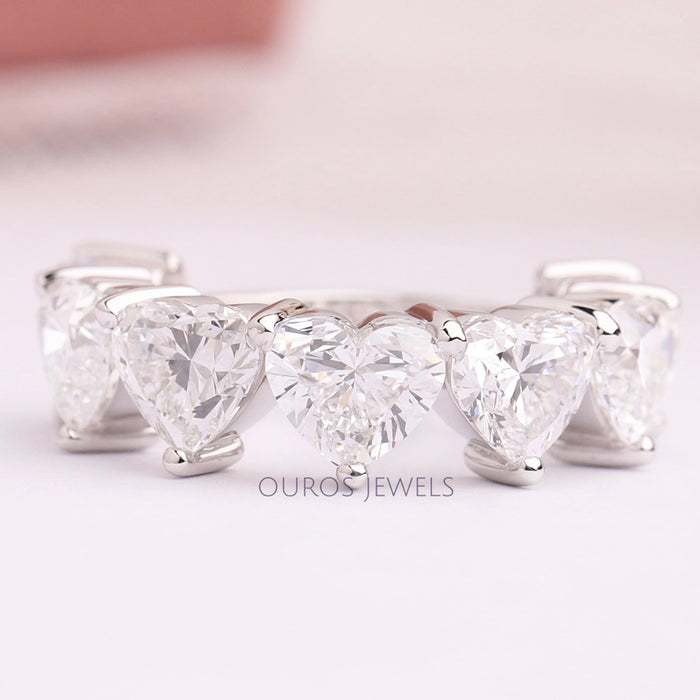 5 Heart Stone Diamond Engagement Ring