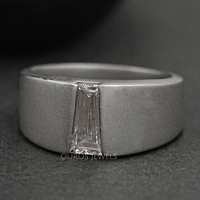 Tapered Baguette Solitiare Diamond Men's Ring