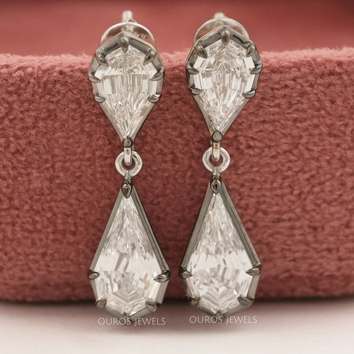 Step Cut Pear And Kite Dangle Earrings