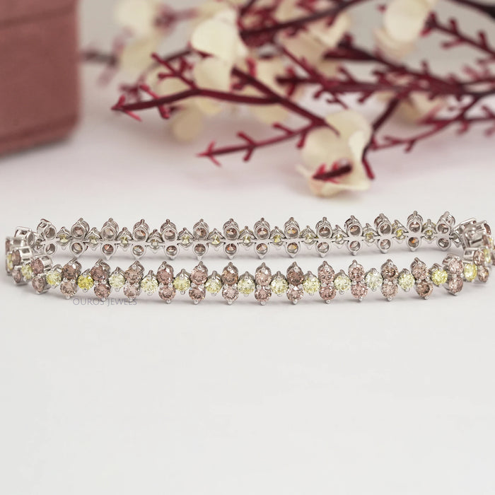 Fancy Color Round Diamond Tennis Bracelet