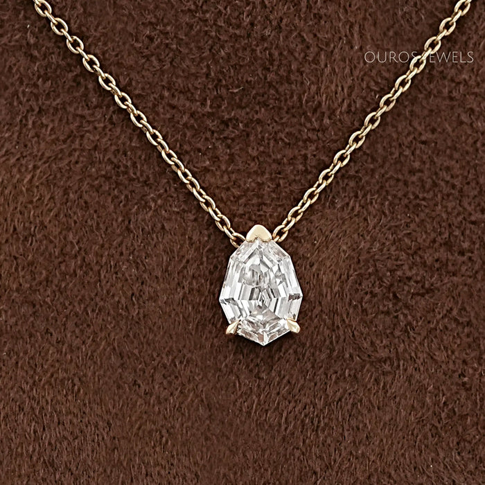 Classic Step Cut Pear Lab Diamond Pendant
