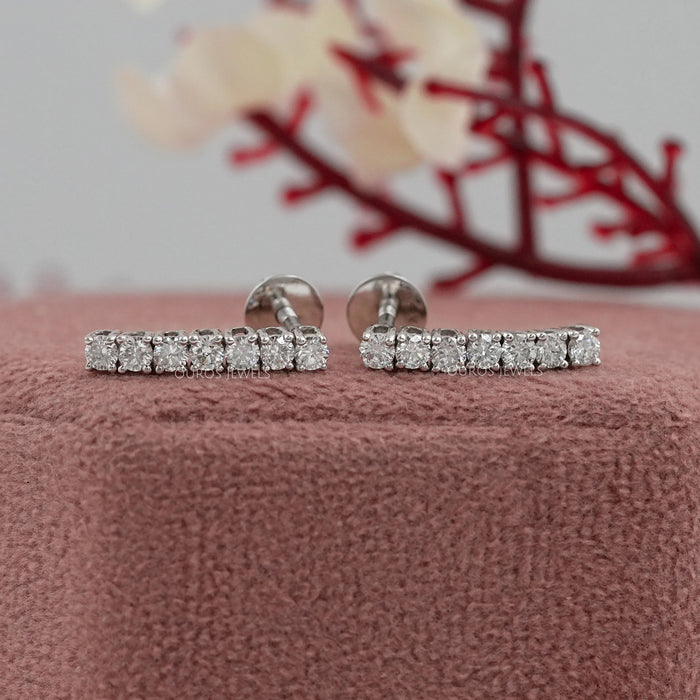 Round Lab Grown Diamond Linear Drop Earring