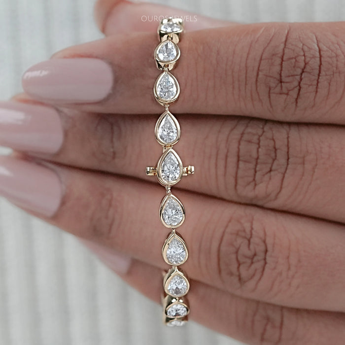 Bezel Set Pear Cut East West Set Tennis Bracelet