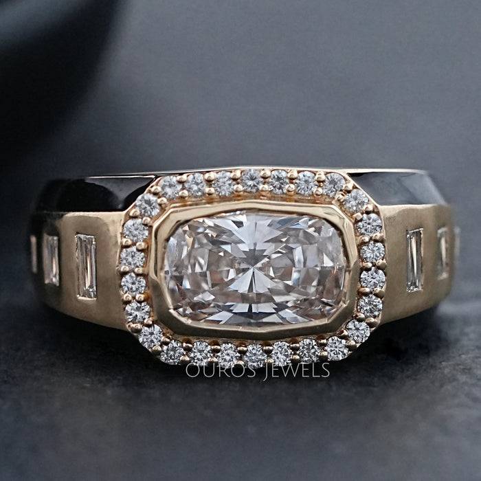Radiant Lab Diamond Halo Men's Wedding Band