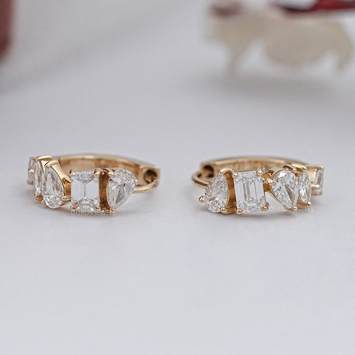 Multi Shape Lab Made Diamond Hoops Earrings