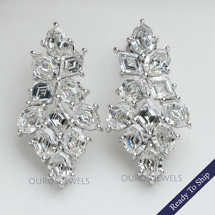 Step Cut Moval And Lonzenge Cut Lab Diamond Earrings
