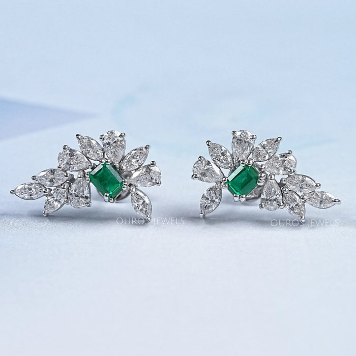 Marquise & Pear Cluster  Diamond Gemstone  Earrings
