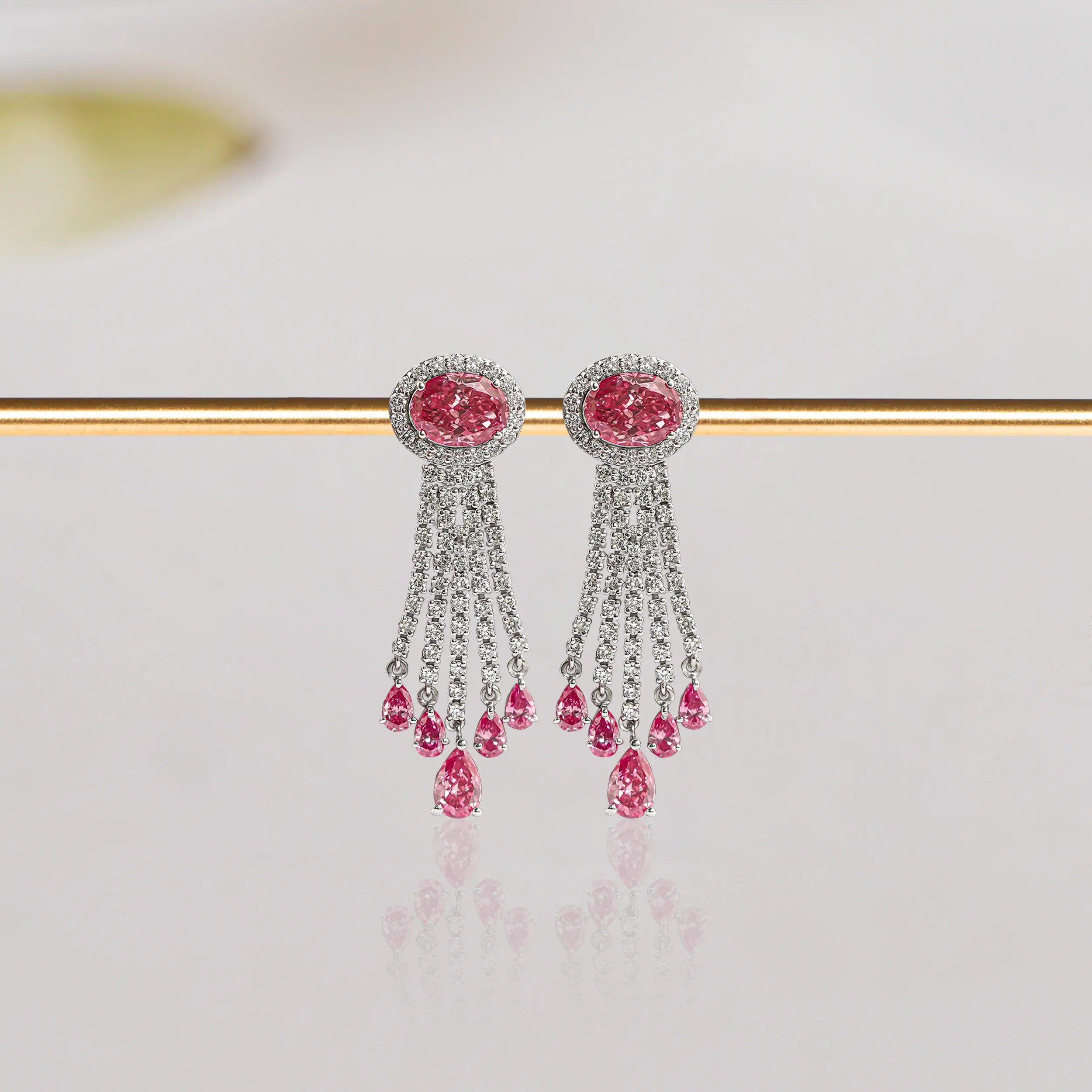 Pink diamond chandelier earrings