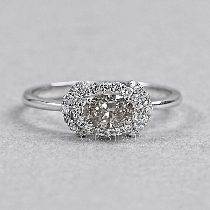 Oval Shape Olive Diamond Halo Ring