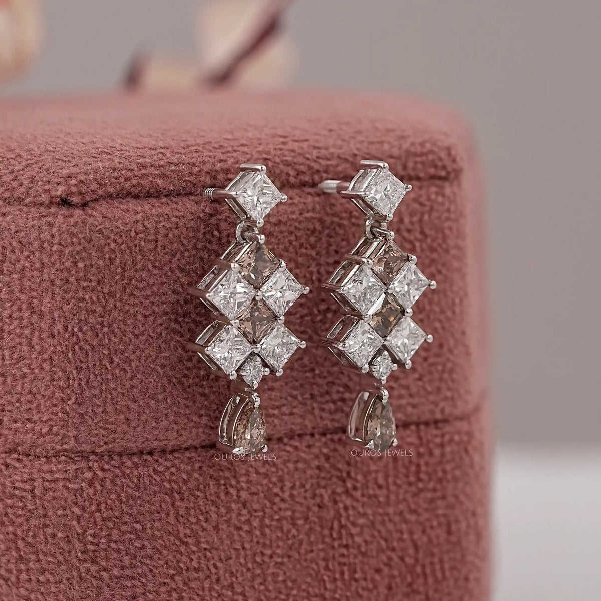 Brown Princess Lab Diamond Drop Earrings Earrings