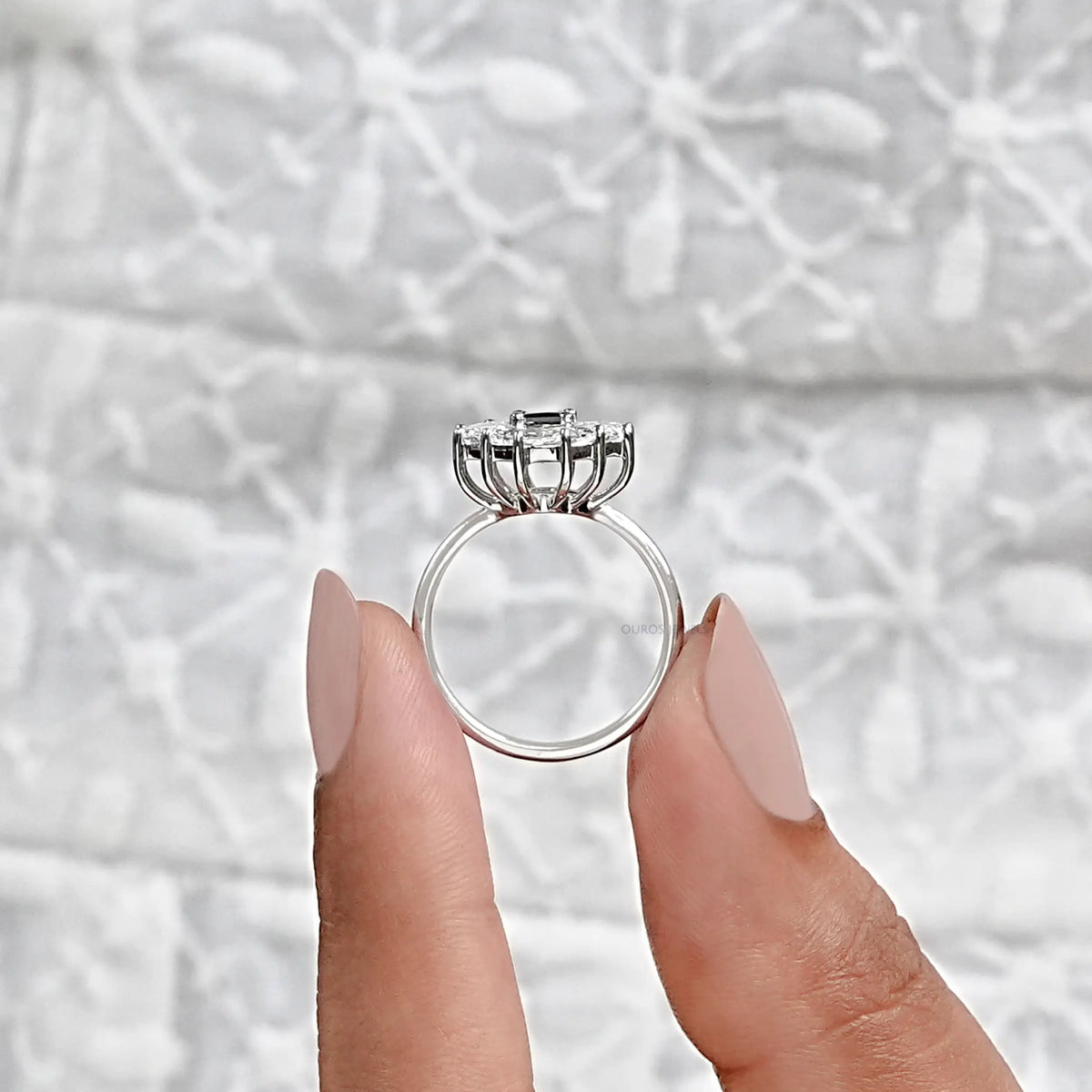 Black Princess Diamond Halo Engagement Ring Rings