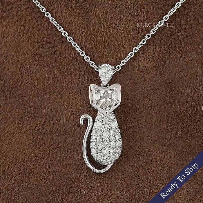 Antique Cat Cut And Round Diamond Pendant