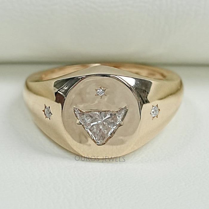 Antique Bull Cut Lab Diamond Wedding Ring