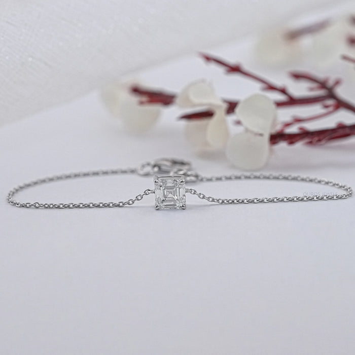 Brilliant Asscher Cut Diamond Delicate Bracelet