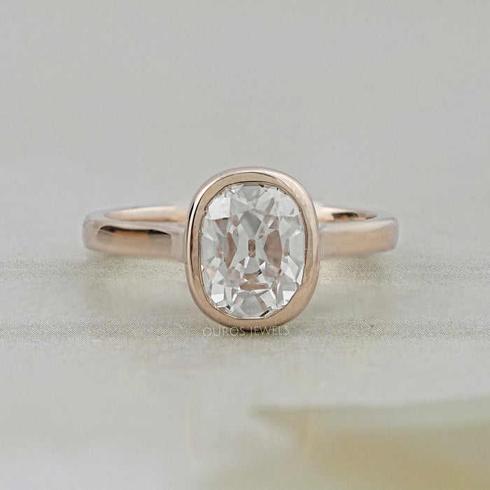 Old Mine Cushion Cut Lab Diamond Solitaire Ring
