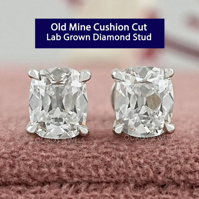 Antique Old Mine Cushion Diamond Earrings