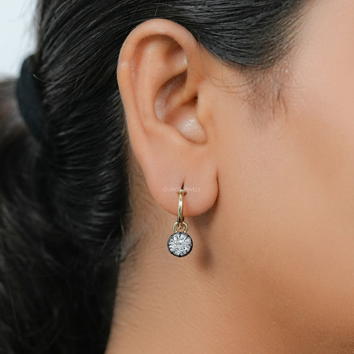 Old European Round Diamond Hoop Earrings