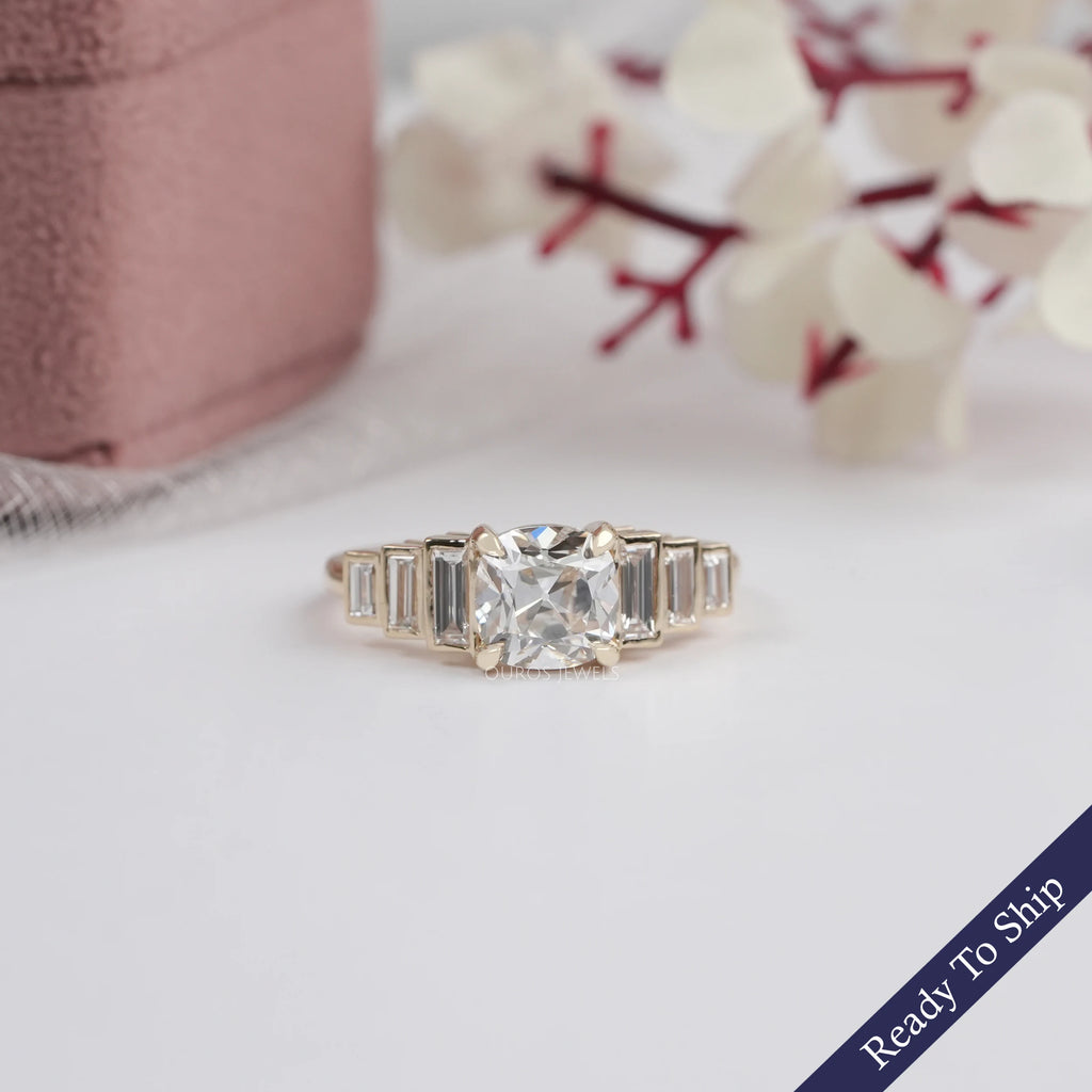 old mine cushion cut engagement ring