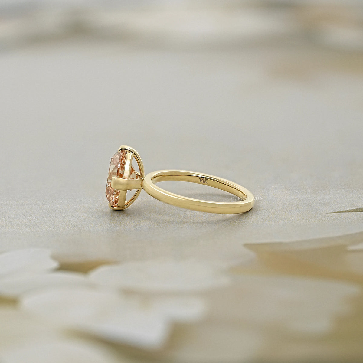 Champagne Old Mine Oval Cut Solitaire Ring Ring
