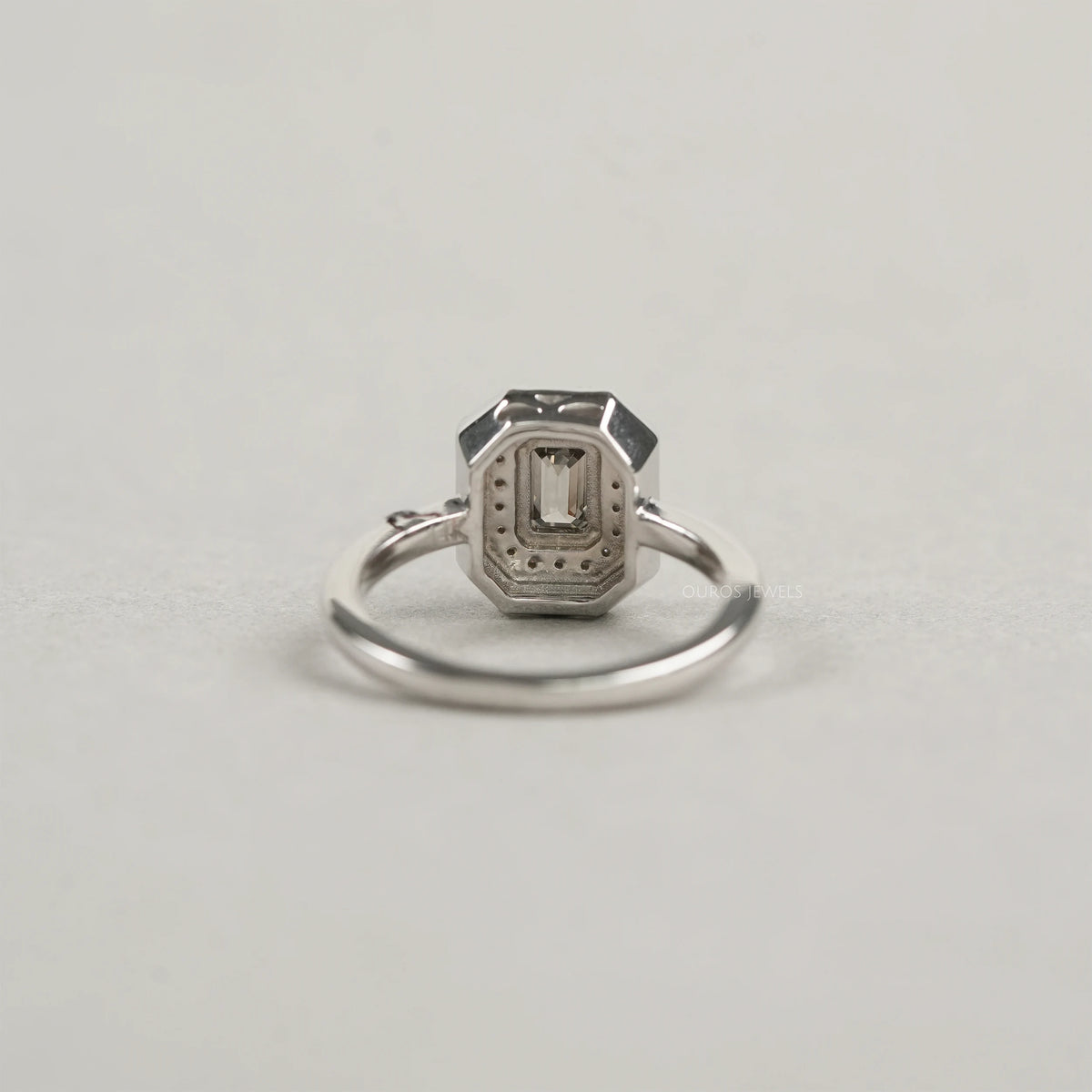 Olive Emerald Cut Double Halo Lab Diamond Ring
