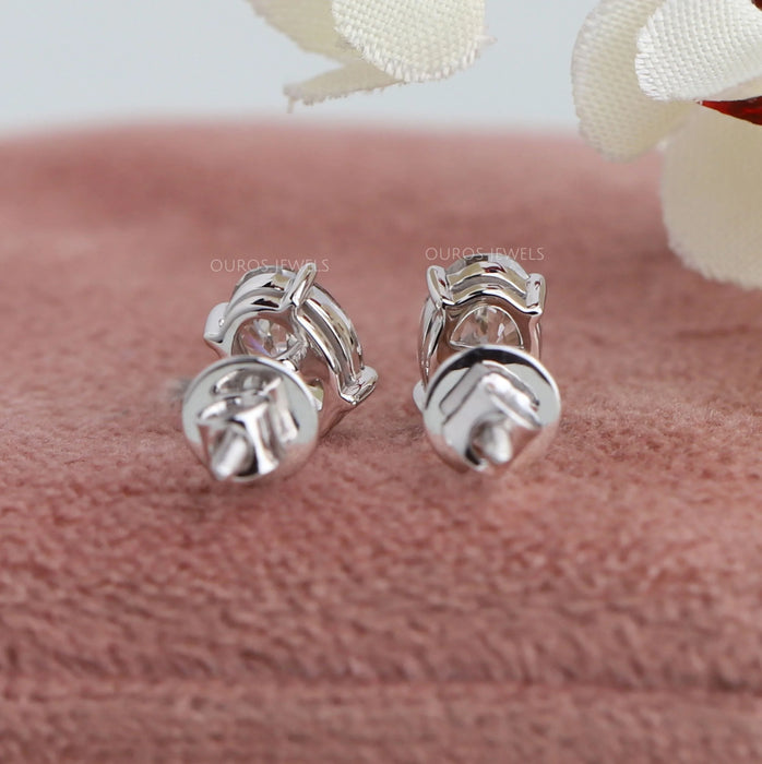 Fancy Olive Oval Solitaire Stud Earrings