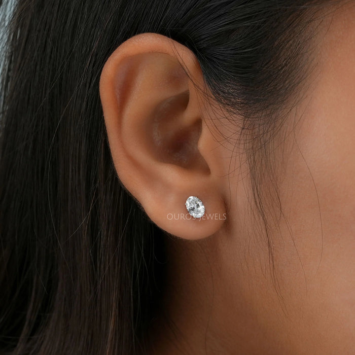 Oval Cut Lab Diamond Stud Earrings
