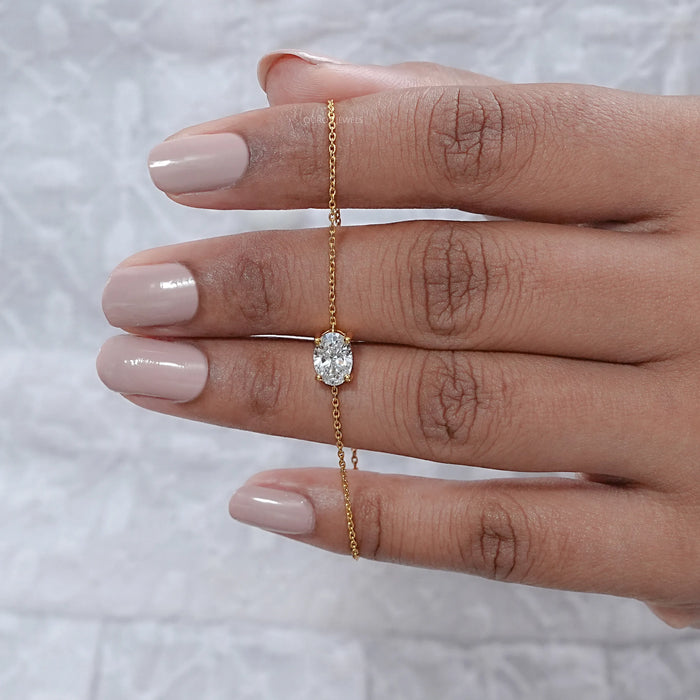 Oval Lab Created Solitaire Diamond Bracelet