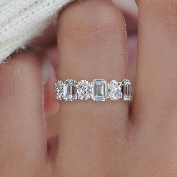 Oval And Emerald Lab Diamond Semi-Eternity Band