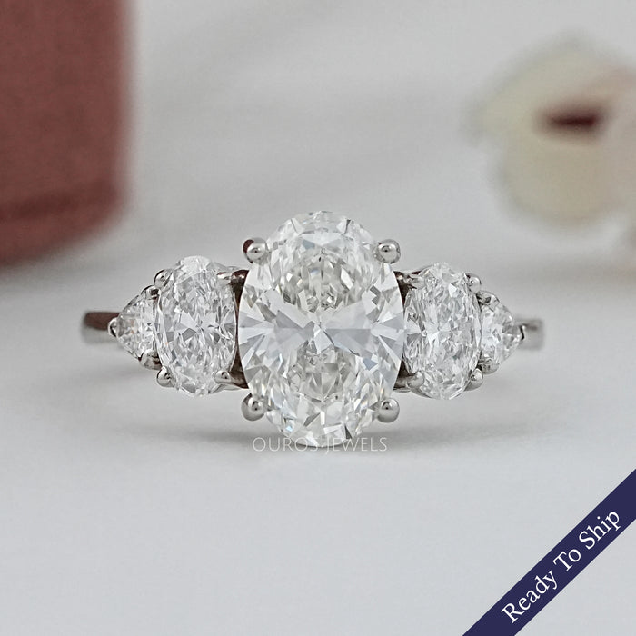 Oval And Trillion Lab Diamond Five Stone Engagement Ring