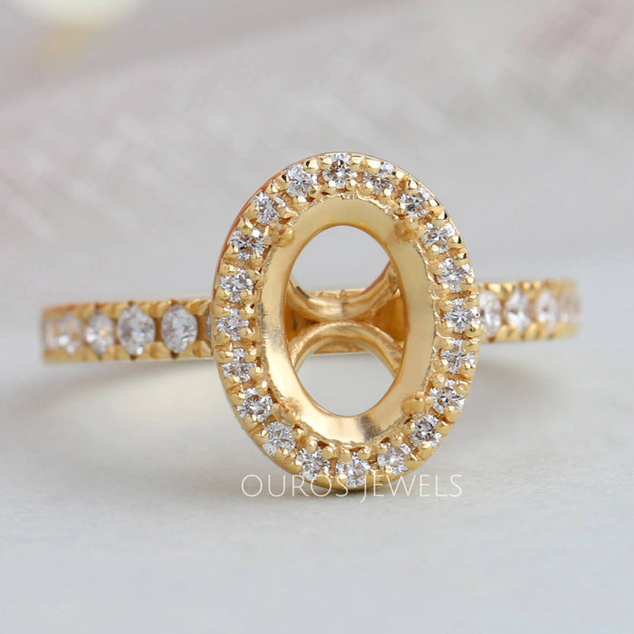 Halo with Diamond Accent Oval Semi Mount Ring
