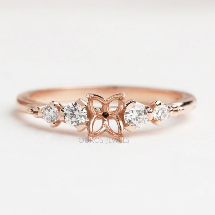 Oval Semi Mount with Round Diamond Accent Ring